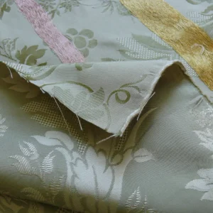 P1260133 HiEnd 100% silk Damask Lisere Rose Urn Renaissance "palm" Light Green Yellow Pink Blue Neoclassical