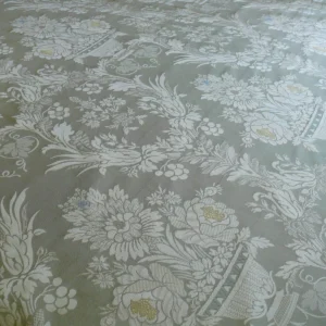 P1260138 HiEnd 100% silk Damask Lisere Rose Urn Renaissance "palm" Light Green Yellow Pink Blue Neoclassical