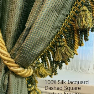 IMG_2058 100% Silk Jacquard Dashed Square Texture "goldspun" Gold Plaid