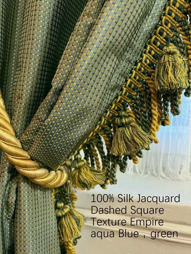 IMG_2058 100% Silk Jacquard Dashed Square Texture "goldspun" Gold Plaid