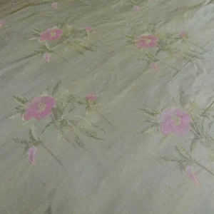 P1090934 by yard 100% Silk Damask Lace Curvy Botanical Flower Vines Art Neuveu Flax Gold