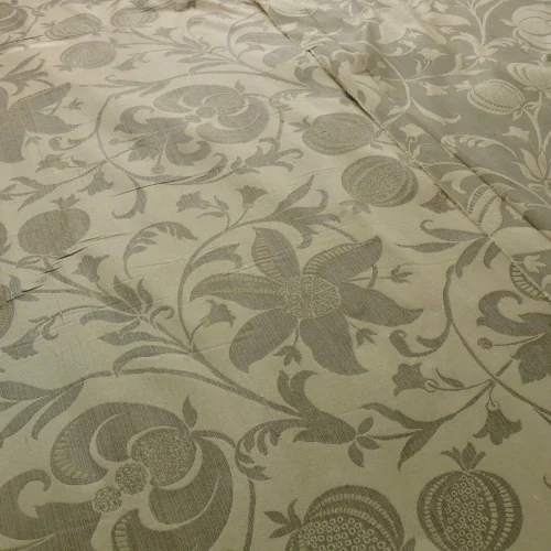 P1180500 100% Silk Lampas Fairy Tale Pom "silver" Grey Cream White Josef Frank