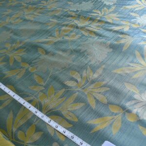 P1260012 By yard 100% Silk Lampas Bali Breeze "ocean" Blue Flora Tropical Reversible