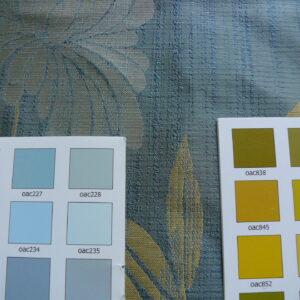 P1260016 By yard 100% Silk Lampas Bali Breeze "ocean" Blue Flora Tropical Reversible