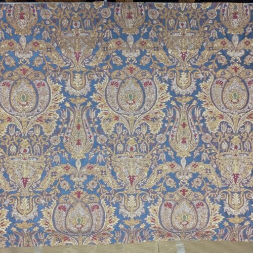 PXL_20250213_210141393 0.86y Lee Jofa San Pietro "mineral" Blue Paisley Red Gold