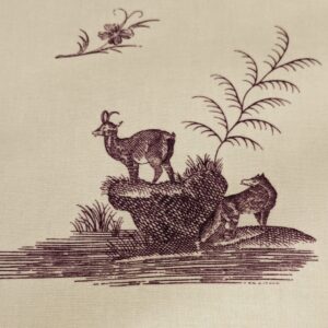 PXL_20240304_215215105 Brunschwig & Fils Chinoisere A L'americaine Toile Berry Plum Deep Purple White Cotton Bird Animal Spider from Mount Vernon Bty