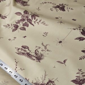 PXL_20240304_215224998 Brunschwig & Fils Chinoisere A L'americaine Toile Berry Plum Deep Purple White Cotton Bird Animal Spider from Mount Vernon Bty