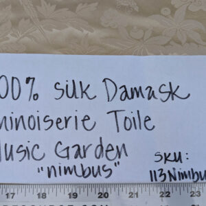 PXL_20250527_213737447 100% Silk Damask Chinoiserie Toile Music Garden "nimbus" Cream White