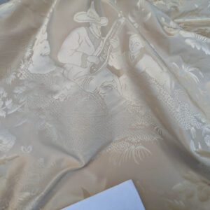 PXL_20250527_214114506 100% Silk Damask Chinoiserie Toile Music Garden "nimbus" Cream White