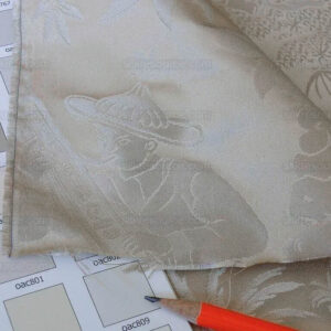 products-P1590407 100% Silk Damask Chinoiserie Toile Music Garden "nimbus" Cream White