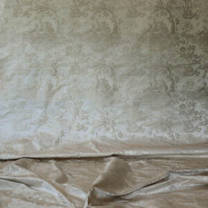 products-P1590409 100% Silk Damask Chinoiserie Toile Music Garden "nimbus" Cream White