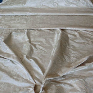 products-P1590412 100% Silk Damask Chinoiserie Toile Music Garden "nimbus" Cream White