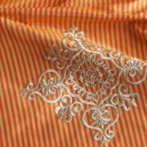 HIGHLAND COURT 100%Silk Taffeta Embroidery Orange Saffron HIGHLAND COURT 100%Silk Taffeta Embroidery Orange Saffron