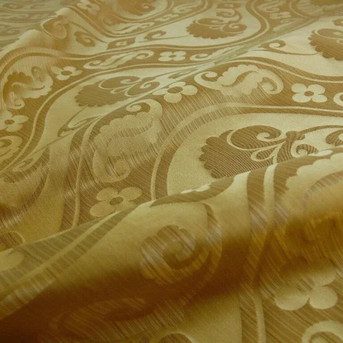 BY YARD HIGH END 100%SILK DAMASK PEONY RIVER "CURRY" BY YARD HIGH END 100%SILK DAMASK PEONY RIVER "CURRY"