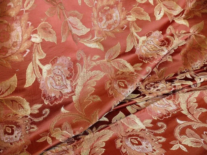 RM COCO 100%SILK LAMPAS GILDED PAISLEY ROSE BRICK MSRP4.80/Y RM COCO 100%SILK LAMPAS GILDED PAISLEY ROSE BRICK MSRP$214.80/Y