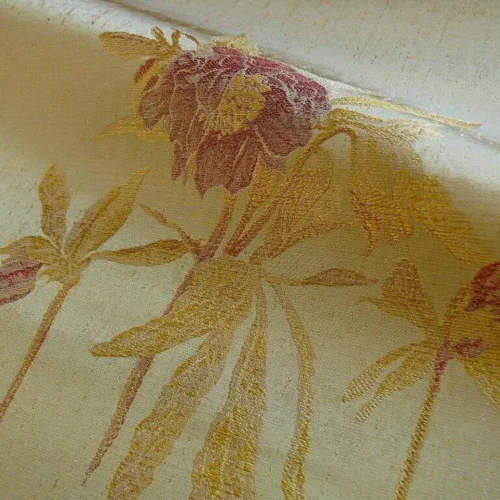 HEAVY SILK LAMPAS PEONY BUDS in GOLDEN DRIZZLE PINK& "GOLDEN" HEAVY SILK LAMPAS PEONY BUDS in GOLDEN DRIZZLE PINK& "GOLDEN"