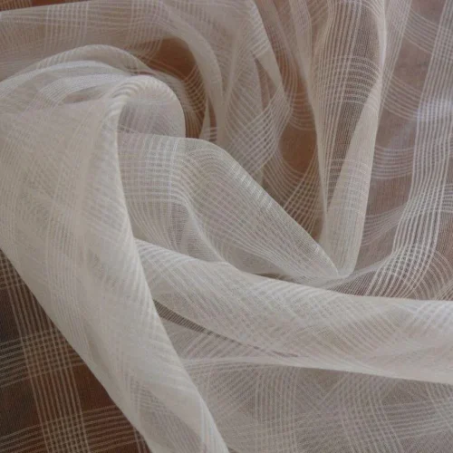 LEE JOFA SILK ORGANZA SHEER METROPOLITAN SHEER PLAID WHITE IVORY