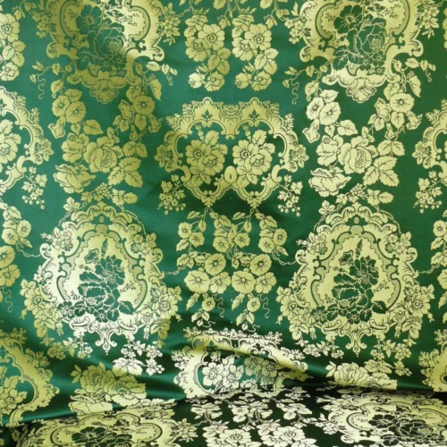 SCALAMANDRE "VILLA LOUIS" SILK BROCATELLE EMERALD GREEN MSRP$500