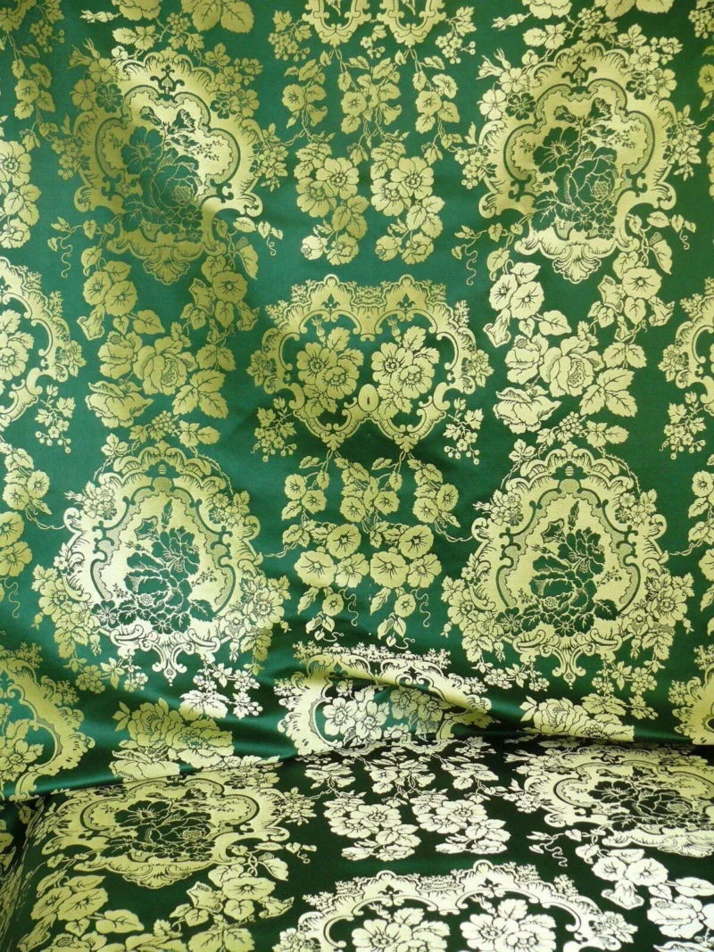SCALAMANDRE "VILLA LOUIS" SILK BROCATELLE EMERALD GREEN MSRP$500