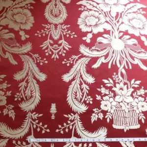 SCALAMANDRE "READBOURNE BOUQUET" SILK LAMPAS, SCARLET BTY SCALAMANDRE "READBOURNE BOUQUET" SILK LAMPAS, SCARLET BTY