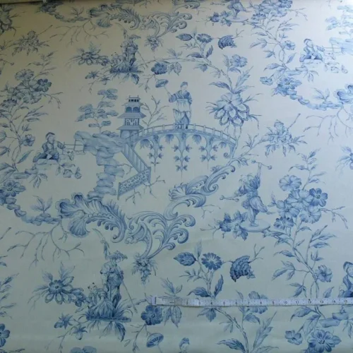 SCALAMANDRE ASIAN GARDEN SOFT BLUE WHITE TOILE BTY SCALAMANDRE ASIAN GARDEN SOFT BLUE WHITE TOILE BTY