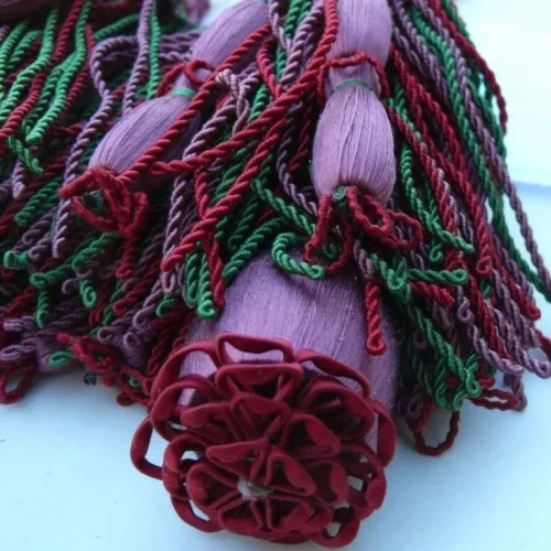 Scalamandre "Hampton Court" Double Tie back Red, Green, Purple Scalamandre "Hampton Court" Double Tie back Red, Green, Purple