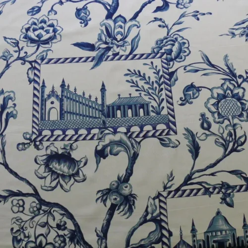 BTY BEACON HILL PALACE WALK INDIGO WHITE PRINT COTTON fr ITALY BTY BEACON HILL PALACE WALK INDIGO WHITE PRINT COTTON fr ITALY