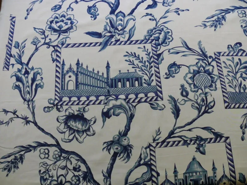 BTY BEACON HILL PALACE WALK INDIGO WHITE PRINT COTTON fr ITALY BTY BEACON HILL PALACE WALK INDIGO WHITE PRINT COTTON fr ITALY