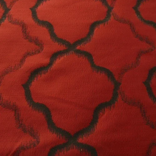 AMERICAN SILK ABSTRACT LATTICE OGEE CELTIC BLACK ON CRIMSON RED AMERICAN SILK ABSTRACT LATTICE OGEE CELTIC BLACK ON CRIMSON RED