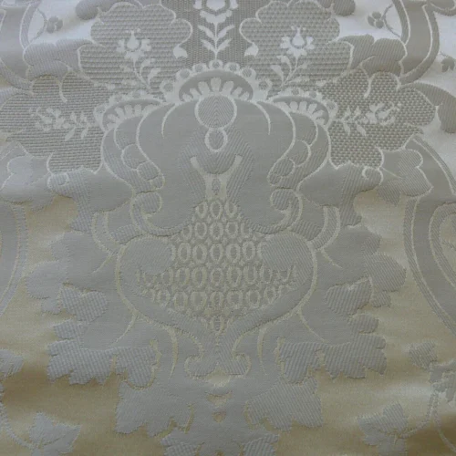 HiEND DESIGNER 100% SILK RENAISSANCE DAMASK "PEARL" WHITE HiEND DESIGNER 100% SILK RENAISSANCE DAMASK "PEARL" WHITE
