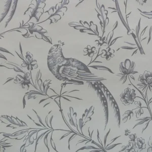 SCALAMANDRE "AVIARY" WALLPAPER BIRD CHINIOSERIE GREY WHITE SINGL