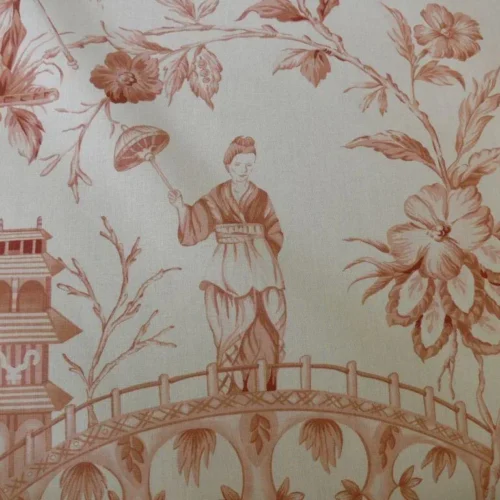 SCALAMANDRE ASIAN GARDEN ROSE PINK WHITE TOILE BTY SCALAMANDRE ASIAN GARDEN ROSE PINK WHITE TOILE BTY