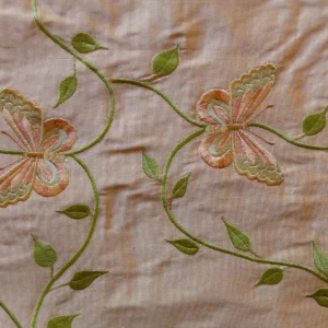 FABRICUT 100% SILK BUTTERFLY TRELLIS COPPER BRONZE & PEACH 1.1Y FABRICUT 100% SILK BUTTERFLY TRELLIS COPPER BRONZE & PEACH 1.1Y