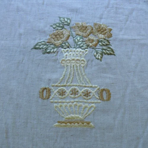 Fabricut Quilvio Embrd Linen/Cotton MARIGOLD YELLOW on Nat BTY Fabricut Quilvio Embrd Linen/Cotton MARIGOLD YELLOW on Nat BTY