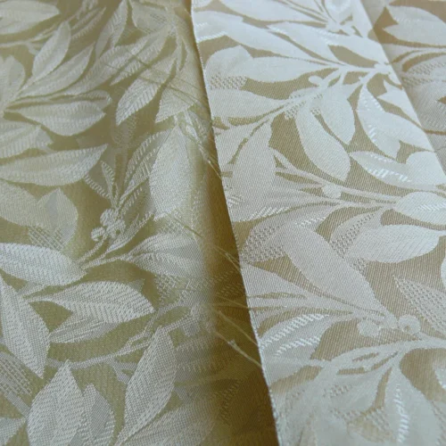 DURALEE SILK DAMASK FOLIAGE BERRY BUSH SILK JARQUARD WHITE GOLD