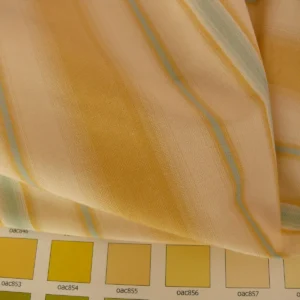 SCALAMANDRE PIMLICO COTTON/SILK STRIPED TAFFETA YELLOW BLUE & IV SCALAMANDRE PIMLICO COTTON/SILK STRIPED TAFFETA YELLOW BLUE & IV