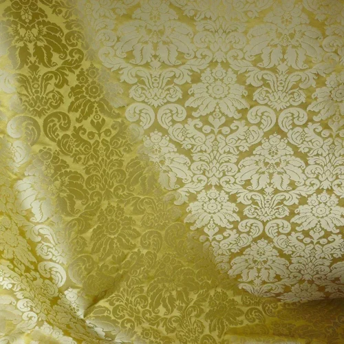 SCALAMANDRE LUCIA GAUFRE DAMASK GOLD 100%SILK DAMASK MSRP$384/Y