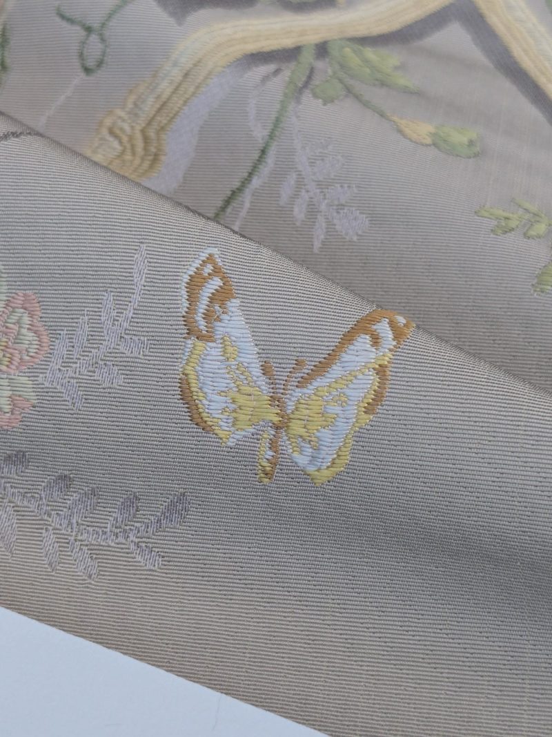 PXL_20250904_181915822 Scalamandre Butterfly & Trellis Silk Lampas Pale Lavendar MSRP USD 619/Y!