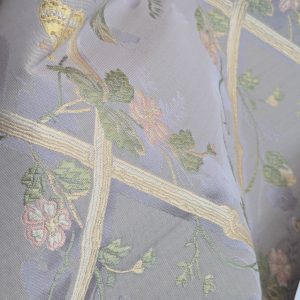 PXL_20250904_181945559 Scalamandre Butterfly & Trellis Silk Lampas Pale Lavendar MSRP USD 619/Y!