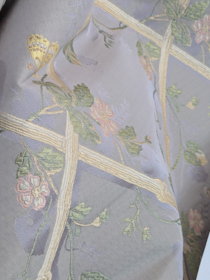 PXL_20250904_181945559 Scalamandre Butterfly & Trellis Silk Lampas Pale Lavendar MSRP USD 619/Y!