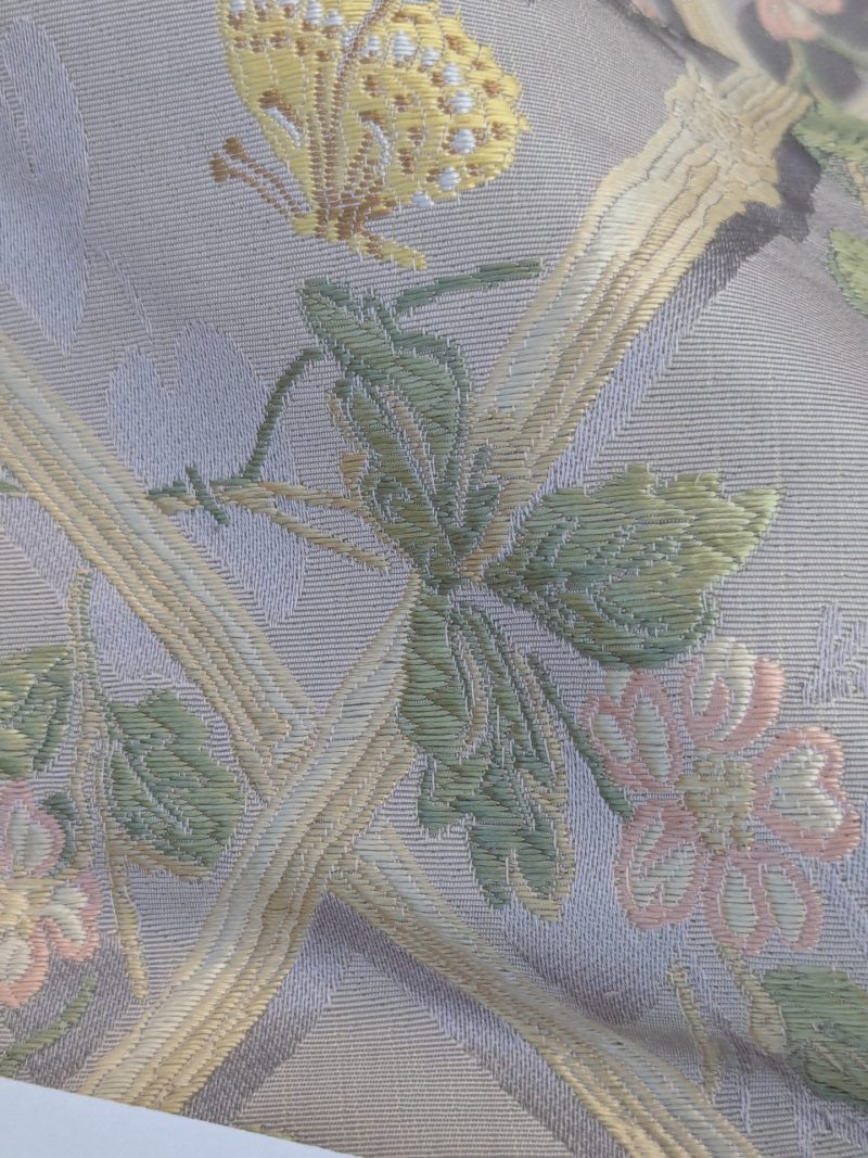PXL_20250904_182025375 Scalamandre Butterfly & Trellis Silk Lampas Pale Lavendar MSRP USD 619/Y!