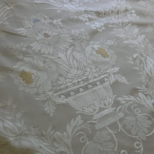 HiEND 100%SILK DAMASK ROSE URN BASKET CREAM "WHITE GOLD BTY HiEND 100%SILK DAMASK ROSE URN BASKET CREAM "WHITE GOLD BTY