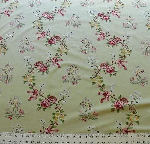 SCALAMANDRE FLOREALE 100% COTTON PRINT CELERY GREEN CHINOISERIE SCALAMANDRE FLOREALE 100% COTTON PRINT CELERY GREEN CHINOISERIE