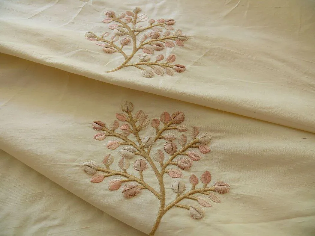 KRAVET SILK DUPIONI EMBROIDERY WHITE PINK SPRIG BTY MSRP0+/Y KRAVET SILK DUPIONI EMBROIDERY WHITE PINK SPRIG BTY MSRP$100+/Y