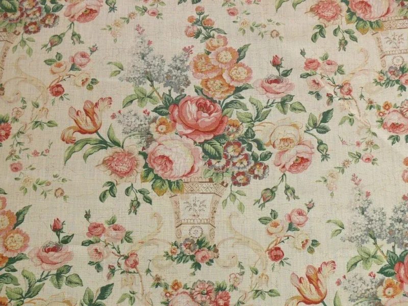 LEE JOFA ASHURST PEONY TULIP LILAC ROSE100%LINEN PRINT ON ECRU LEE JOFA ASHURST PEONY TULIP LILAC ROSE100%LINEN PRINT ON ECRU