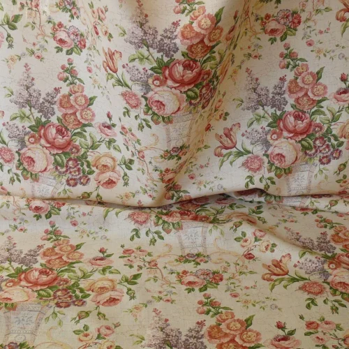 BTY LEE JOFA ASHURST PEONY TULIP LILAC ROSE 100%LINEN ON BISQUE BTY LEE JOFA ASHURST PEONY TULIP LILAC ROSE 100%LINEN ON BISQUE