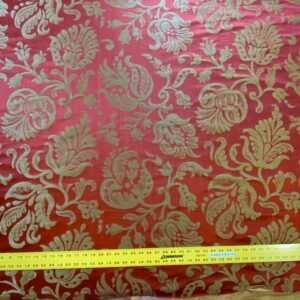 Scalamandre Ypres Lampas Damask Pom Renaissance Ruby Red Gold by MSRP 445/y