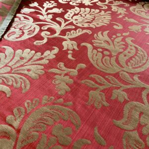 Scalamandre Ypres Lampas Damask Pom Renaissance Ruby Red Gold by MSRP 445/y