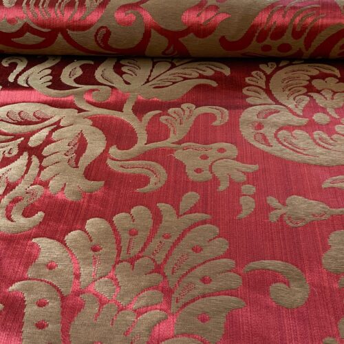 IMG_1353 Scalamandre Ypres Lampas Damask Pom Renaissance Ruby Red Gold by MSRP 445/y