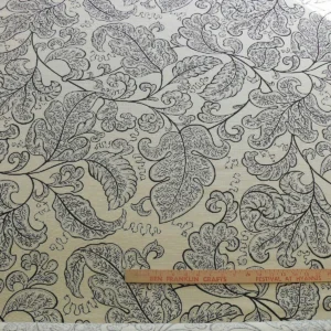 s-l1600.jpg Bty Scalamandre Wallace Linen Print Charcoal Grey On Eggshell Pale Yellow Chintz From Uk MSRP USD 160/y